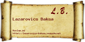 Lazarovics Baksa névjegykártya